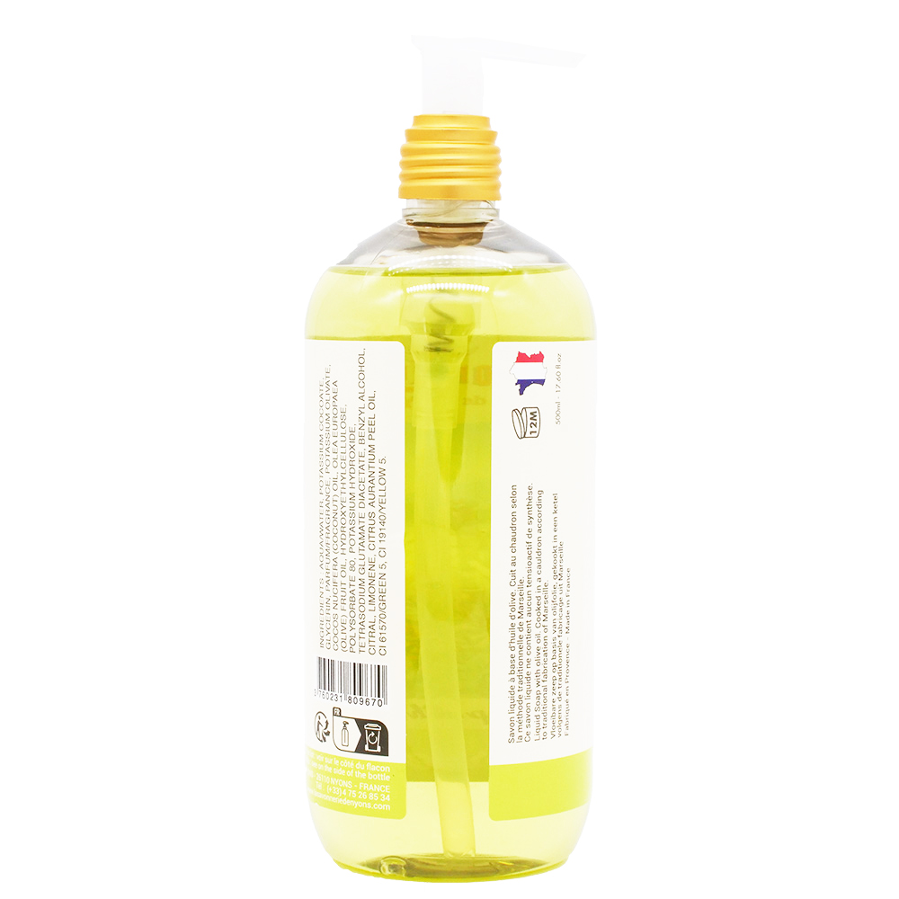 Savon liquide 500 ml parfum Verveine à l'huile d'olive de la Savonnerie de Nyons