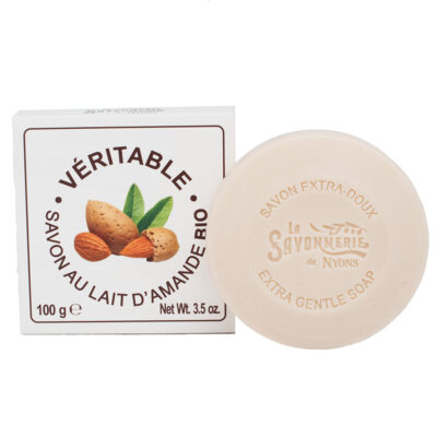 Savon au lait d'amande Bio (rond) de la collection de Savons aux laits végétaux BIO - Fabriqué en France par La Savonnerie de Nyons