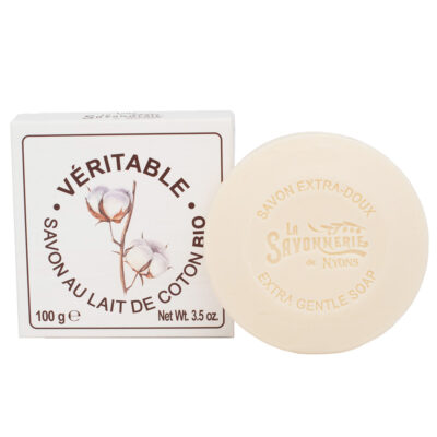 Savon rond au lait de coton Bio de la collection de savons "Savons aux laits végétaux BIO" - Fabriqué en France par La Savonnerie de Nyons