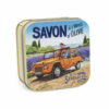 Savons dans une boite en métal avec une illustration de Mehari de la collection de savons "Boites avec Savons" - Fabriqué en France par La Savonnerie de Nyons