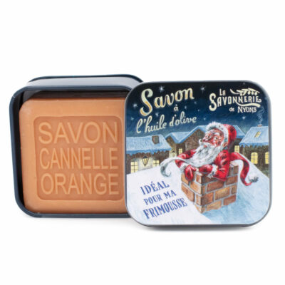 Savon de 100g dans une boite en métal avec une illustration de nuit de Noël de la collection de savons "Boites avec Savons"