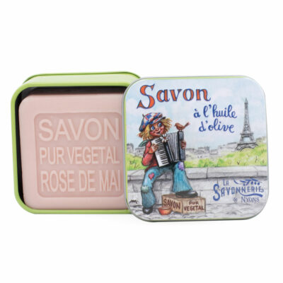 Savon 100g dans une boite en métal avec une illustration retro de Gavroche collection de savons "Boites avec Savons"