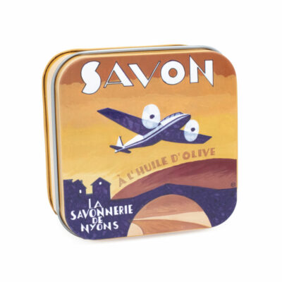 Boite à savon en métal avec une illustration retro de la traversée Transmanche de la collection de savons "Boites avec Savons" - Fabriqué en France par La Savonnerie de Nyons