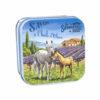 Boite à savon en métal retro illustrée par des chevaux de la collection de savons parfumés "Boites avec Savons" - Fabriqué en France par La Savonnerie de Nyons
