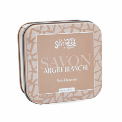 Boite à savon à l'argile blanche en métal de la collection de savons "Savons à base d’ingrédients naturels" - Fabriqué en France par La Savonnerie de Nyons