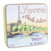 Boite à savon en metal vintage illustrée par un dessin de la Seine à Paris parisien - Fabriqué en France par La Savonnerie de Nyons