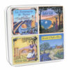 Boite à savon en metal vintage illustrée par un dessin representant un paysage de Provence - Fabriqué en France par La Savonnerie de Nyons