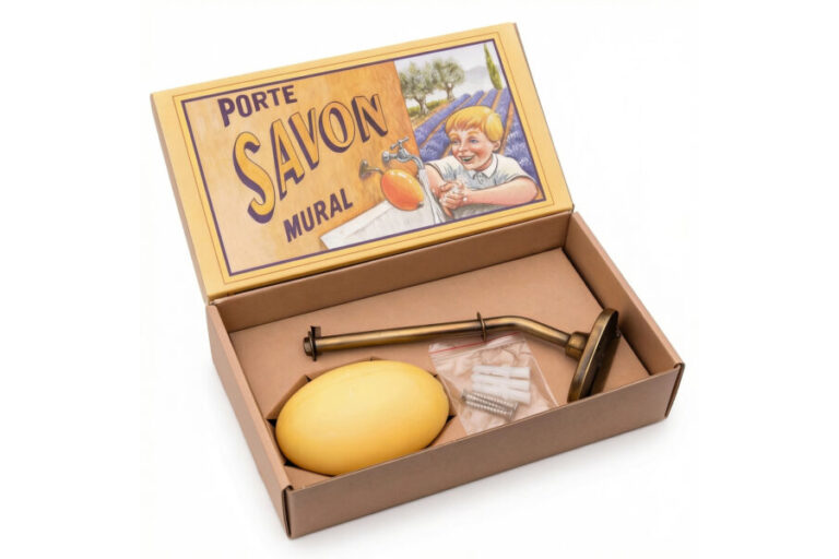 coffret vintage support savon mural en laiton pour savon oval d'ecolier