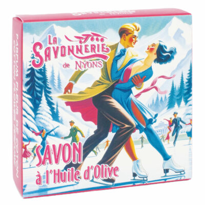 Savon 100g Fleur de Coton - Beurre de Karité Bio et Huile d’Olive de Nyons – Étui en Carton Noël – Les Patineurs - photo 2