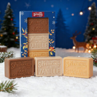 Fourreau 3 savons de Noël 100g - Pain d'épices, Vanille, Orange Cannelle - photo 2