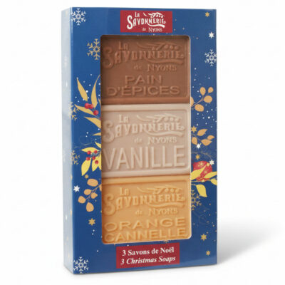 Fourreau 3 savons de Noël 100g - Pain d'épices, Vanille, Orange Cannelle