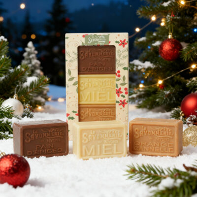 Fourreau 3 savons de Noël 100g - Pain d'épices, Miel, Orange Cannelle